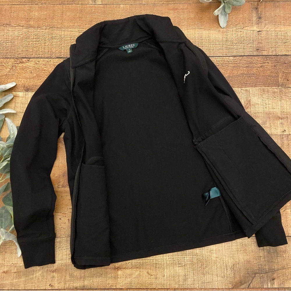 Ralph Lauren Sporty Black Zip Up Jacket, Quilted Accent, Pockets - Picture 6 of 12